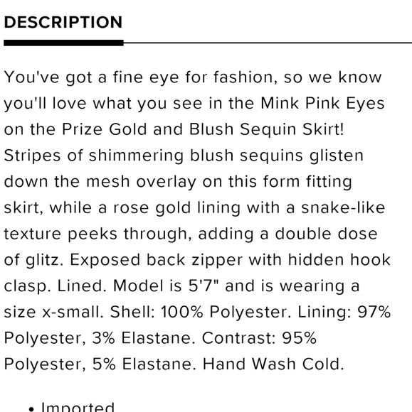 MinkPink "Eye On The Prize "rose gold skirt - Picture 9 of 13